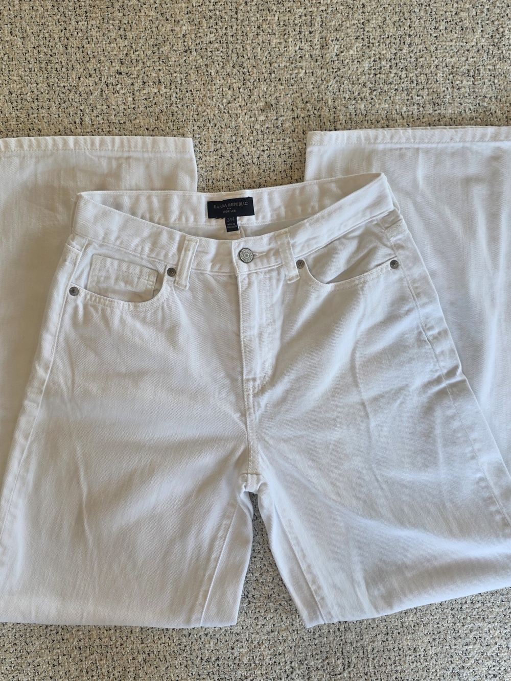 Banana Republic White Wide Leg Jeans 27/4 High Rise Cotton Denim
